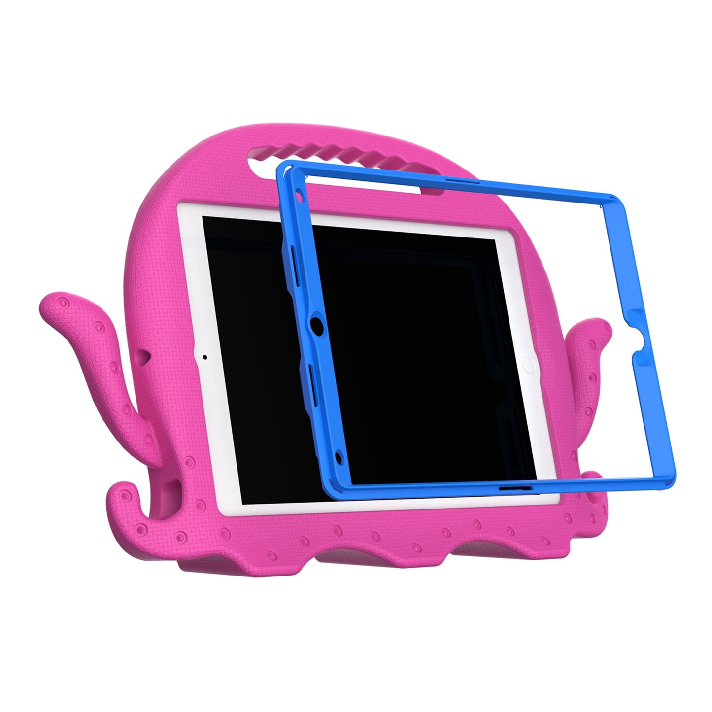 For iPad Pro 10.5-inch (2017)/iPad Air 10.5 inch (2019)/iPad 10.2 (2020)/(2019)/(2021) Cute Octopus Pen Slot Design EVA Case Impact-resistant Tablet Cover with Handle and Shoulder Strap