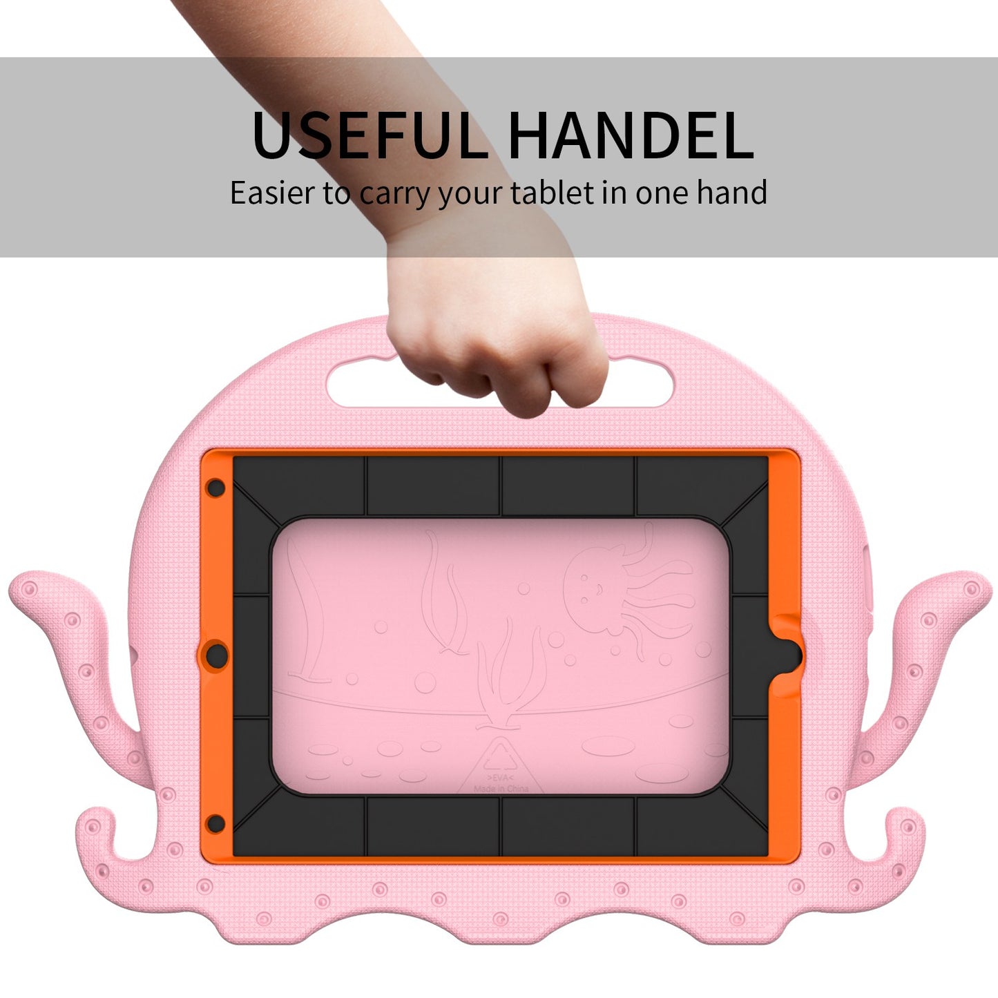 For iPad Pro 10.5-inch (2017)/iPad Air 10.5 inch (2019)/iPad 10.2 (2020)/(2019)/(2021) Cute Octopus Pen Slot Design EVA Case Impact-resistant Tablet Cover with Handle and Shoulder Strap