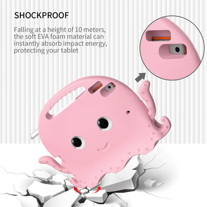 For iPad Pro 10.5-inch (2017)/iPad Air 10.5 inch (2019)/iPad 10.2 (2020)/(2019)/(2021) Cute Octopus Pen Slot Design EVA Case Impact-resistant Tablet Cover with Handle and Shoulder Strap