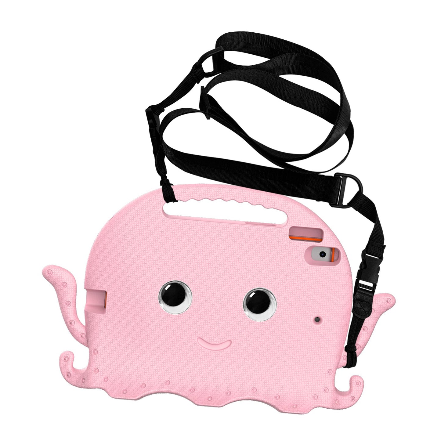 For iPad Pro 10.5-inch (2017)/iPad Air 10.5 inch (2019)/iPad 10.2 (2020)/(2019)/(2021) Cute Octopus Pen Slot Design EVA Case Impact-resistant Tablet Cover with Handle and Shoulder Strap