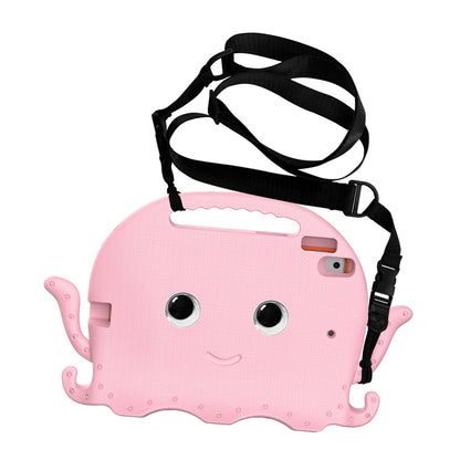 For iPad Pro 10.5-inch (2017)/iPad Air 10.5 inch (2019)/iPad 10.2 (2020)/(2019)/(2021) Cute Octopus Pen Slot Design EVA Case Impact-resistant Tablet Cover with Handle and Shoulder Strap
