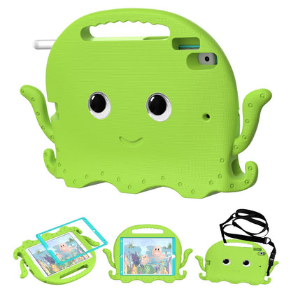 For iPad Pro 10.5-inch (2017)/iPad Air 10.5 inch (2019)/iPad 10.2 (2020)/(2019)/(2021) Cute Octopus Pen Slot Design EVA Case Impact-resistant Tablet Cover with Handle and Shoulder Strap