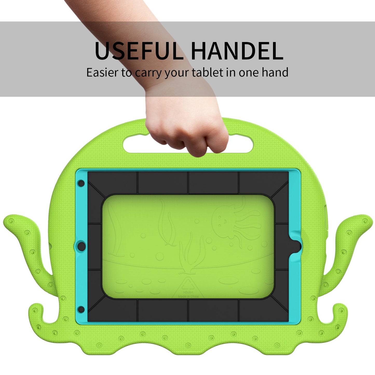 For iPad Pro 10.5-inch (2017)/iPad Air 10.5 inch (2019)/iPad 10.2 (2020)/(2019)/(2021) Cute Octopus Pen Slot Design EVA Case Impact-resistant Tablet Cover with Handle and Shoulder Strap