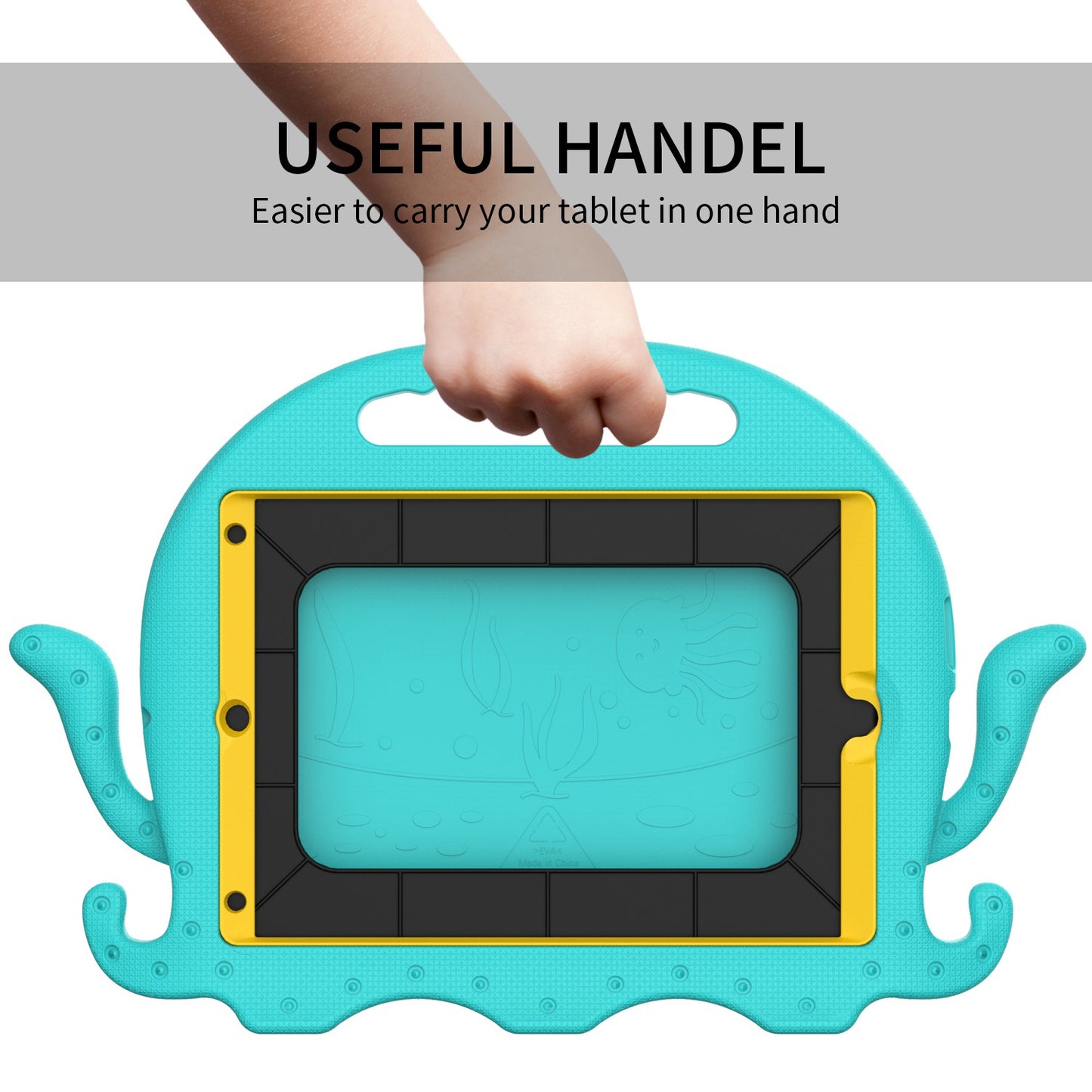 For iPad Pro 10.5-inch (2017)/iPad Air 10.5 inch (2019)/iPad 10.2 (2020)/(2019)/(2021) Cute Octopus Pen Slot Design EVA Case Impact-resistant Tablet Cover with Handle and Shoulder Strap