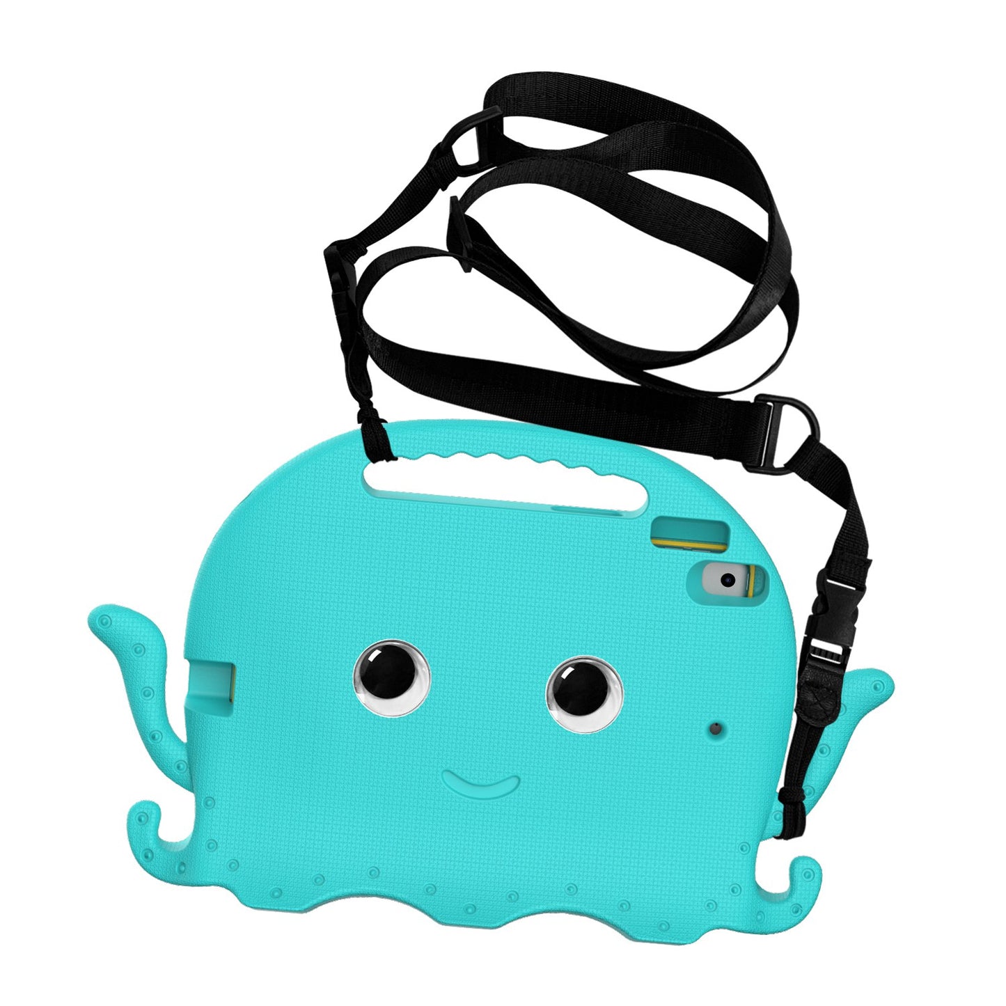 For iPad Pro 10.5-inch (2017)/iPad Air 10.5 inch (2019)/iPad 10.2 (2020)/(2019)/(2021) Cute Octopus Pen Slot Design EVA Case Impact-resistant Tablet Cover with Handle and Shoulder Strap