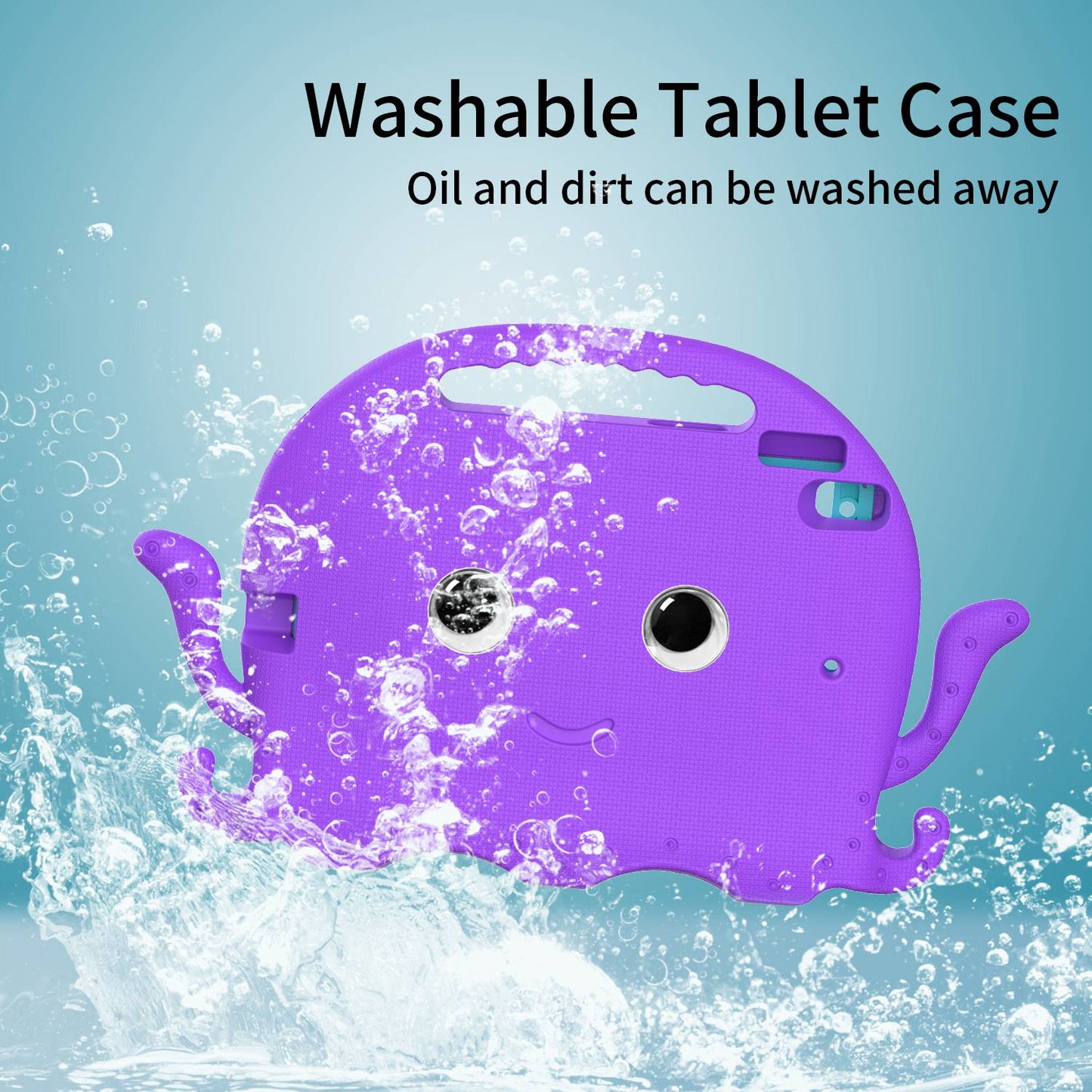 For iPad Pro 10.5-inch (2017)/iPad Air 10.5 inch (2019)/iPad 10.2 (2020)/(2019)/(2021) Cute Octopus Pen Slot Design EVA Case Impact-resistant Tablet Cover with Handle and Shoulder Strap