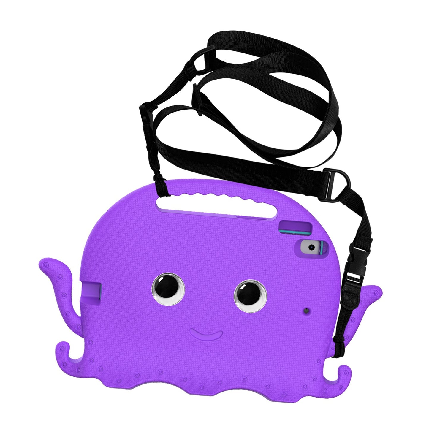 For iPad Pro 10.5-inch (2017)/iPad Air 10.5 inch (2019)/iPad 10.2 (2020)/(2019)/(2021) Cute Octopus Pen Slot Design EVA Case Impact-resistant Tablet Cover with Handle and Shoulder Strap