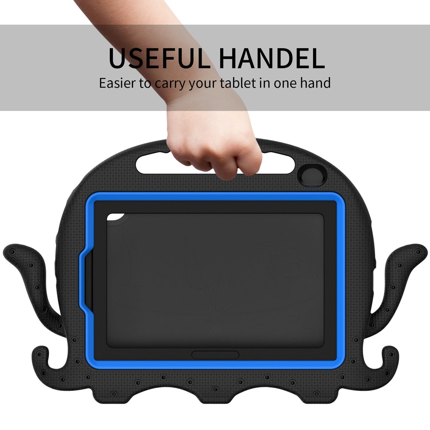 For iPad mini (2021) Cute Octopus Shape EVA Case Pen Slot Design Shockproof Tablet Cover with Handle and Shoulder Strap