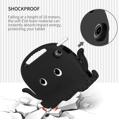 For iPad mini (2021) Cute Octopus Shape EVA Case Pen Slot Design Shockproof Tablet Cover with Handle and Shoulder Strap