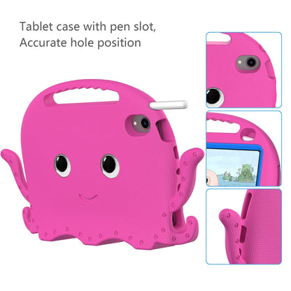 For iPad mini (2021) Cute Octopus Shape EVA Case Pen Slot Design Shockproof Tablet Cover with Handle and Shoulder Strap