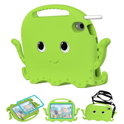 For iPad mini (2021) Cute Octopus Shape EVA Case Pen Slot Design Shockproof Tablet Cover with Handle and Shoulder Strap