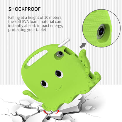 For iPad mini (2021) Cute Octopus Shape EVA Case Pen Slot Design Shockproof Tablet Cover with Handle and Shoulder Strap