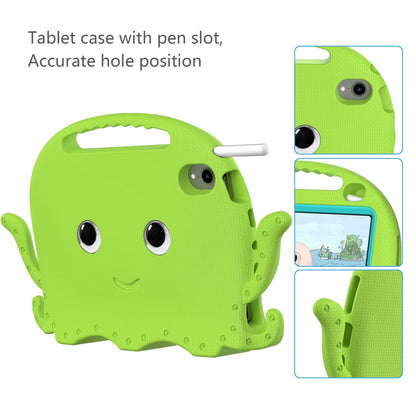 For iPad mini (2021) Cute Octopus Shape EVA Case Pen Slot Design Shockproof Tablet Cover with Handle and Shoulder Strap