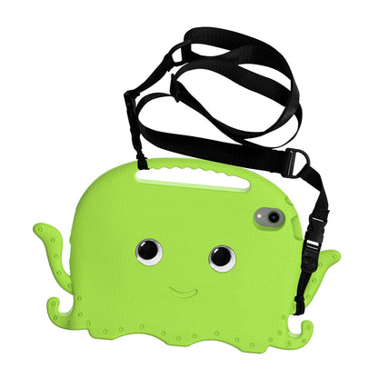 For iPad mini (2021) Cute Octopus Shape EVA Case Pen Slot Design Shockproof Tablet Cover with Handle and Shoulder Strap