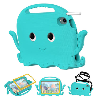 For iPad mini (2021) Cute Octopus Shape EVA Case Pen Slot Design Shockproof Tablet Cover with Handle and Shoulder Strap