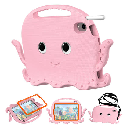 For iPad mini (2021) Cute Octopus Shape EVA Case Pen Slot Design Shockproof Tablet Cover with Handle and Shoulder Strap