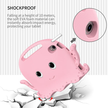 For iPad mini (2021) Cute Octopus Shape EVA Case Pen Slot Design Shockproof Tablet Cover with Handle and Shoulder Strap