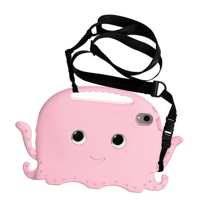 For iPad mini (2021) Cute Octopus Shape EVA Case Pen Slot Design Shockproof Tablet Cover with Handle and Shoulder Strap