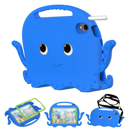 For iPad mini (2021) Cute Octopus Shape EVA Case Pen Slot Design Shockproof Tablet Cover with Handle and Shoulder Strap