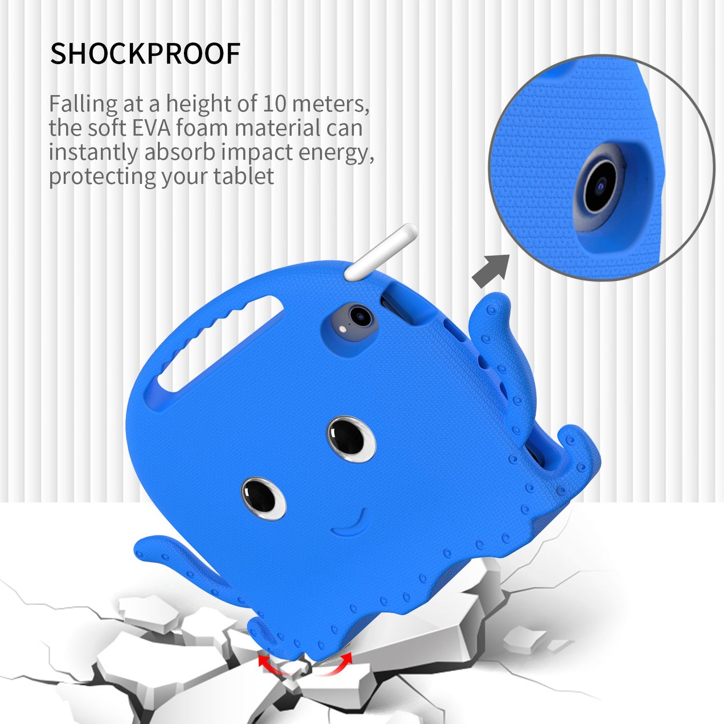 For iPad mini (2021) Cute Octopus Shape EVA Case Pen Slot Design Shockproof Tablet Cover with Handle and Shoulder Strap