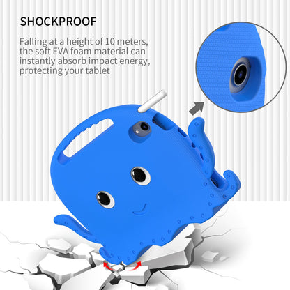 For iPad mini (2021) Cute Octopus Shape EVA Case Pen Slot Design Shockproof Tablet Cover with Handle and Shoulder Strap