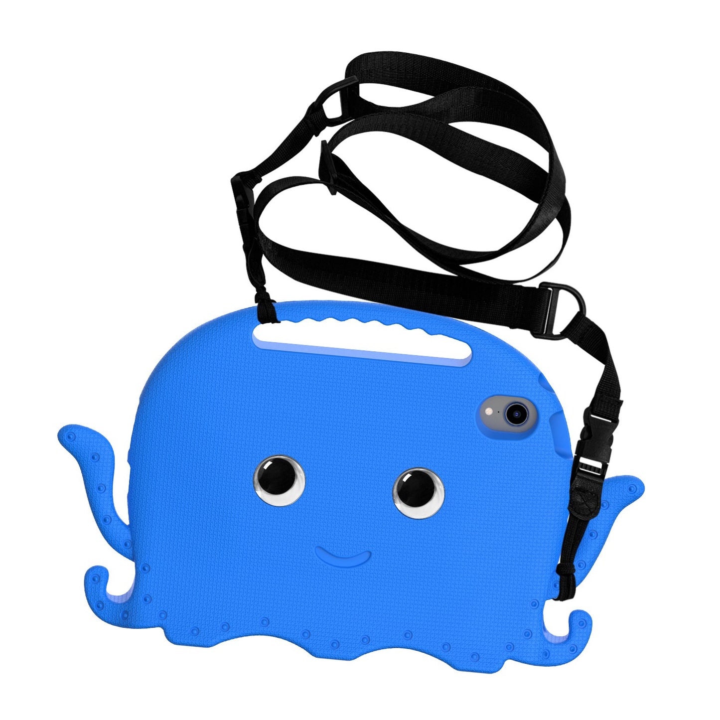 For iPad mini (2021) Cute Octopus Shape EVA Case Pen Slot Design Shockproof Tablet Cover with Handle and Shoulder Strap