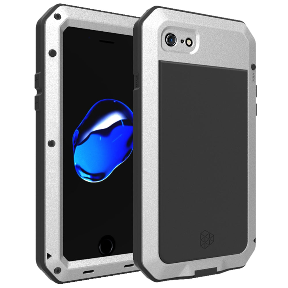 For iPhone SE (2020)/SE (2022)/7 4.7 inch/8 4.7 inch TPU + Metal + Tempered Glass Film Shockproof Phone Case Cover