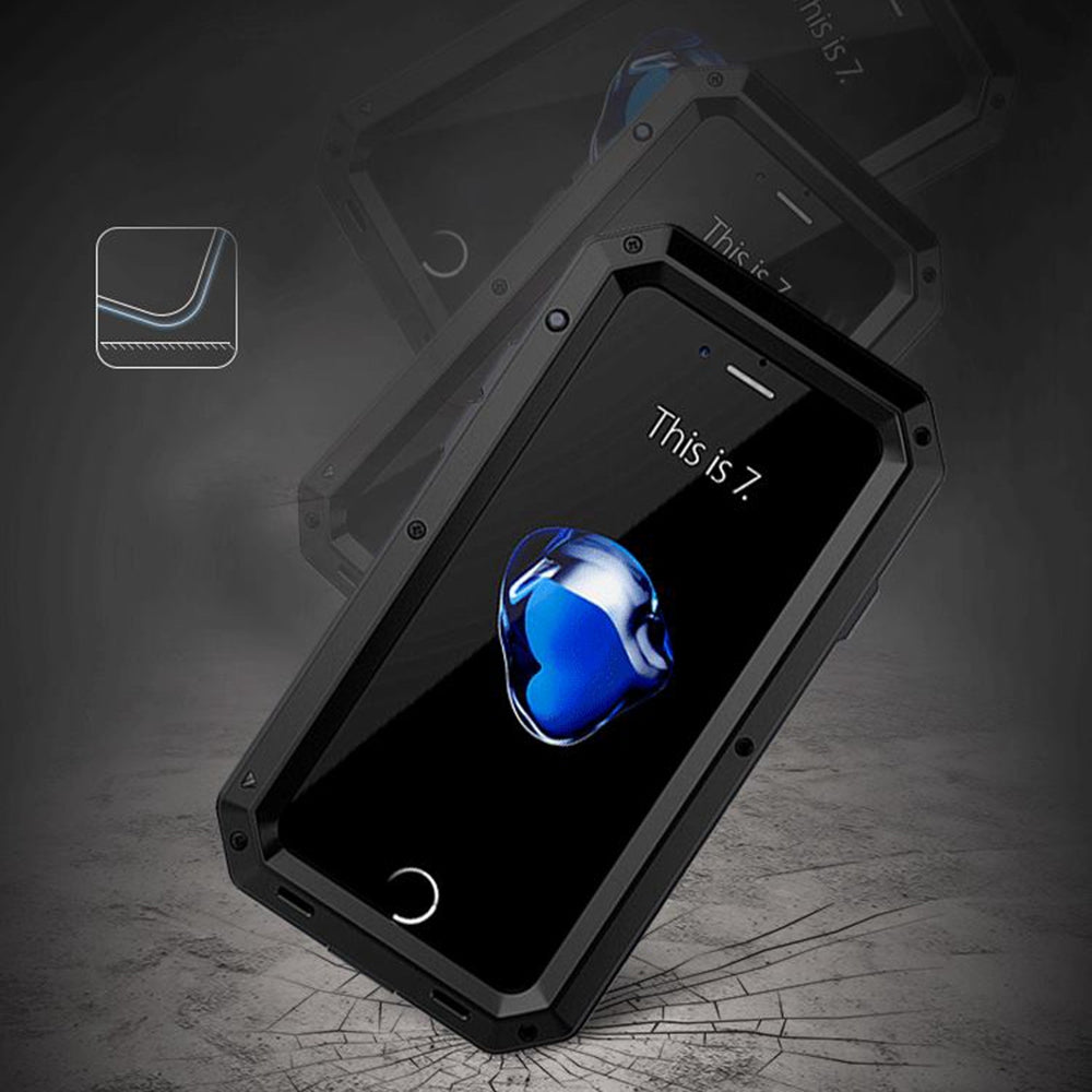 For iPhone SE (2020)/SE (2022)/7 4.7 inch/8 4.7 inch TPU + Metal + Tempered Glass Film Shockproof Phone Case Cover