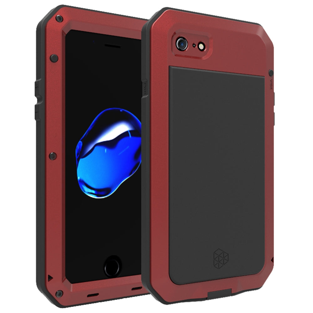 For iPhone SE (2020)/SE (2022)/7 4.7 inch/8 4.7 inch TPU + Metal + Tempered Glass Film Shockproof Phone Case Cover