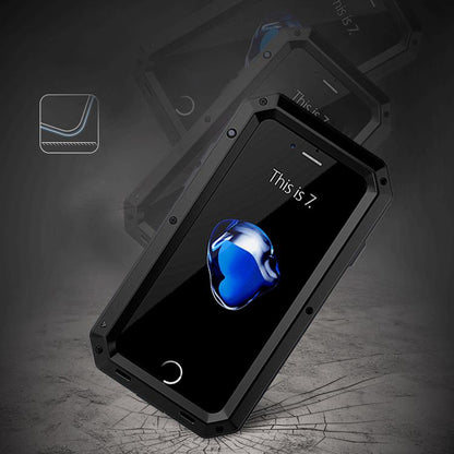 For iPhone SE (2020)/SE (2022)/7 4.7 inch/8 4.7 inch TPU + Metal + Tempered Glass Film Shockproof Phone Case Cover