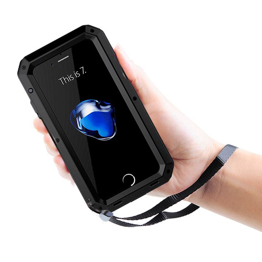 For iPhone SE (2020)/SE (2022)/7 4.7 inch/8 4.7 inch TPU + Metal + Tempered Glass Film Shockproof Phone Case Cover