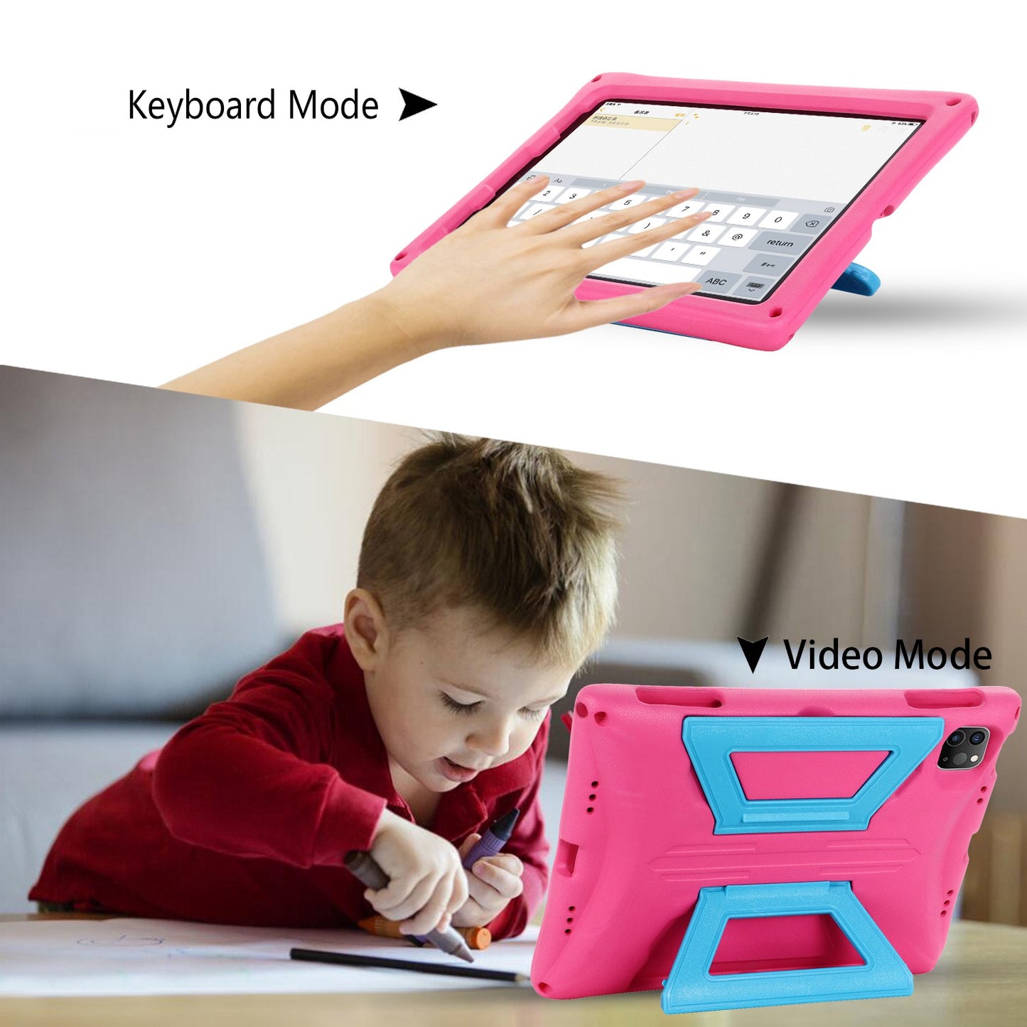 For iPad Air (2022)/(2020)/iPad Pro 11-inch (2018)/(2020)/(2021) Portable Handle Kickstand Tablet Case EVA + PC Cover with Shoulder Strap
