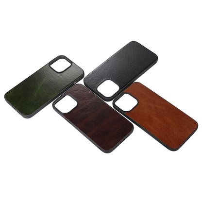 Crazy Horse Texture Phone Case for iPhone 13 Pro 6.1 inch, Genuine Cowhide Leather Anti-drop PC + TPU Cover