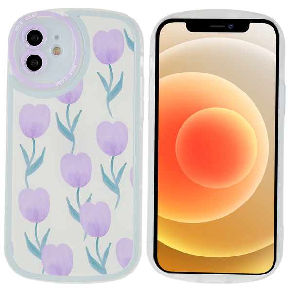 For iPhone 12 mini 5.4 inch Shock Absorption Oval Design Flower Pattern Printed TPU Case Precise Cutouts Camera Protection Cover