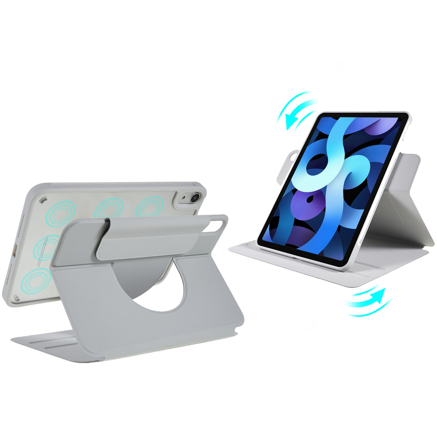 For iPad Air 10.9 inch (2020)/(2022) Skin-touch 2 in 1 Detachable Shockproof Case 360-degree Rotating Tablet Cover with Stand