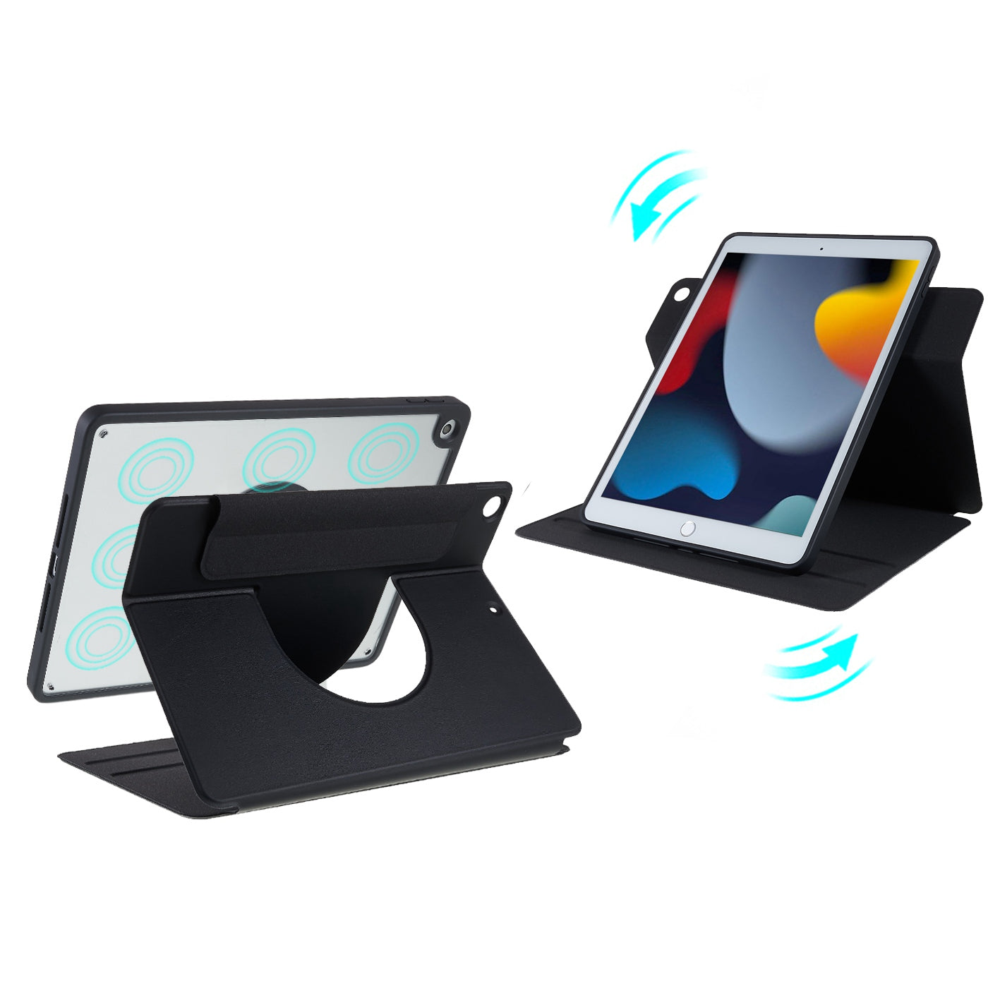 For iPad 10.2 (2021)/(2020)/(2019) Scratch Resistant Case 2 in 1 Detachable Skin-touch Tablet Stand Cover Support 360-degree Rotating