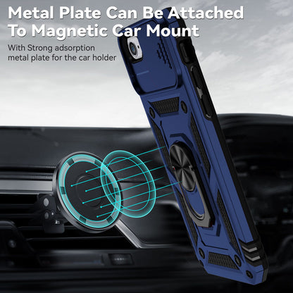 For iPhone SE (2022)/SE (2020)/8/7 4.7 inch Dustproof Phone Case Ring Kickstand Hybrid PC TPU Phone Shell with Slide Camera Protection Cover