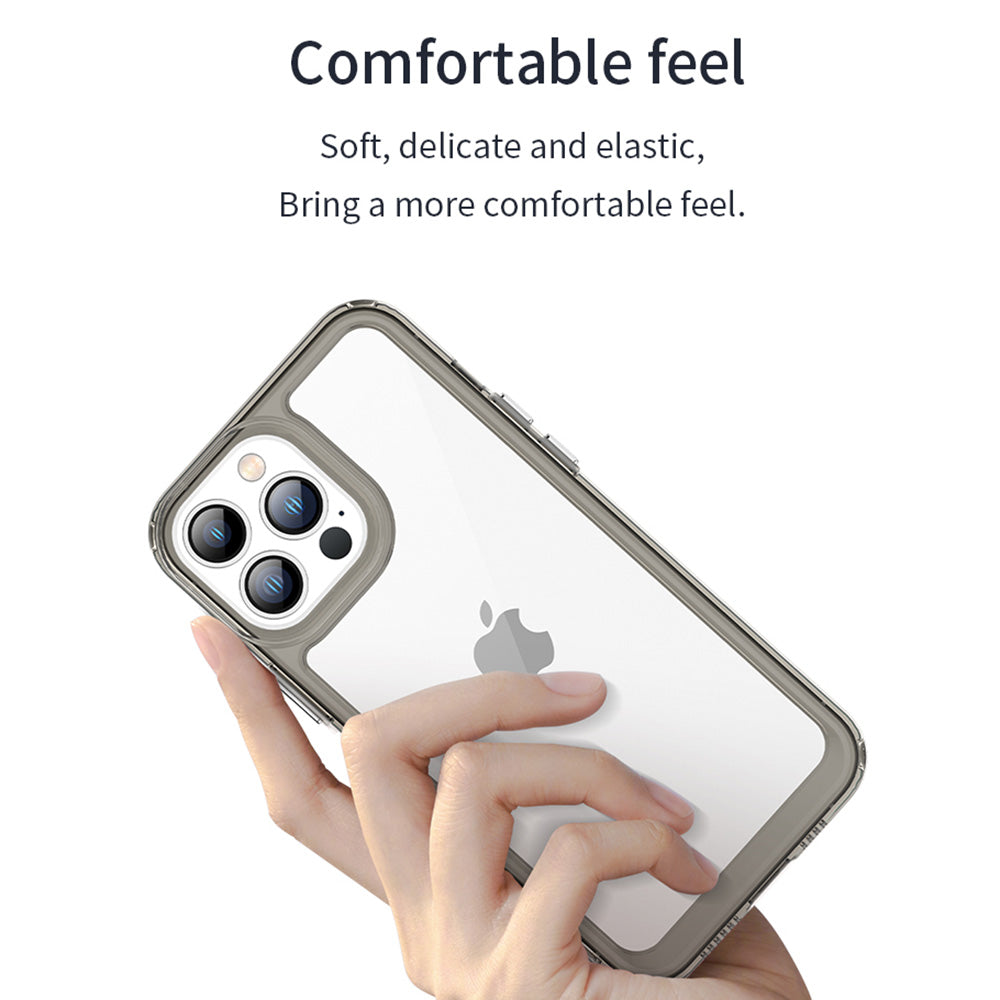 TPU + Acrylic Hybrid Case for iPhone 13 Pro 6.1 inch, Independent PC Buttons Protective Phone Cover
