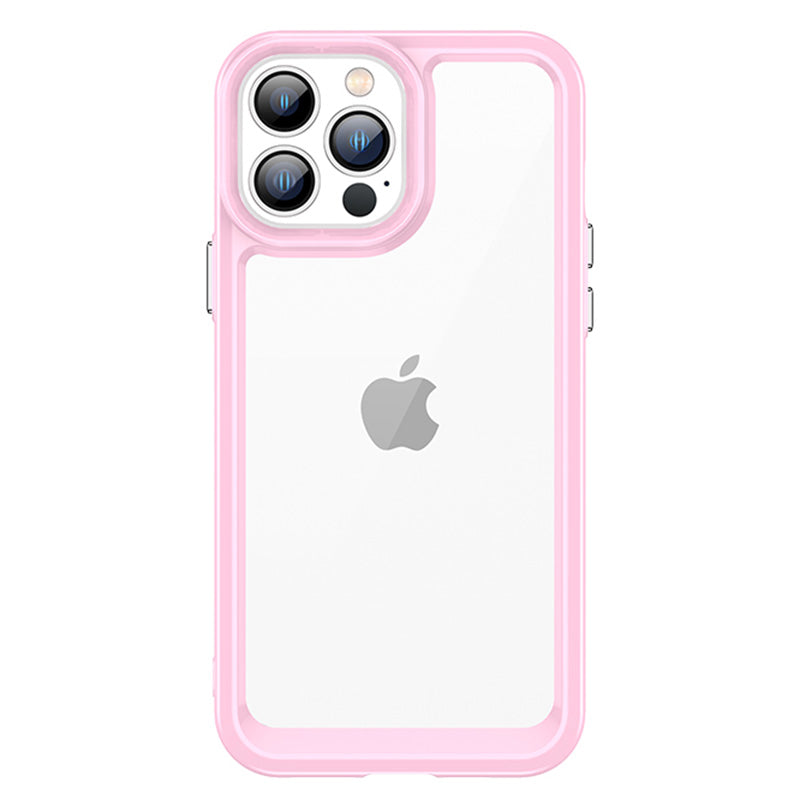 TPU + Acrylic Hybrid Case for iPhone 13 Pro 6.1 inch, Independent PC Buttons Protective Phone Cover