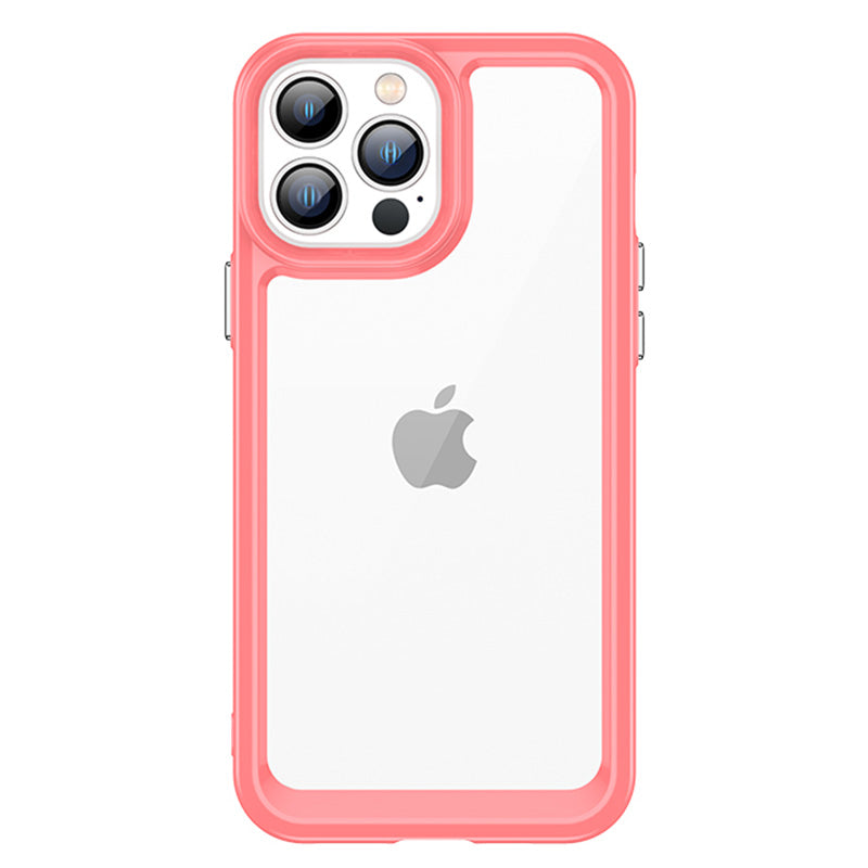 TPU + Acrylic Hybrid Case for iPhone 13 Pro 6.1 inch, Independent PC Buttons Protective Phone Cover
