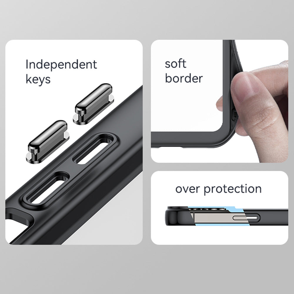 TPU + Acrylic Hybrid Case for iPhone 13 Pro 6.1 inch, Independent PC Buttons Protective Phone Cover