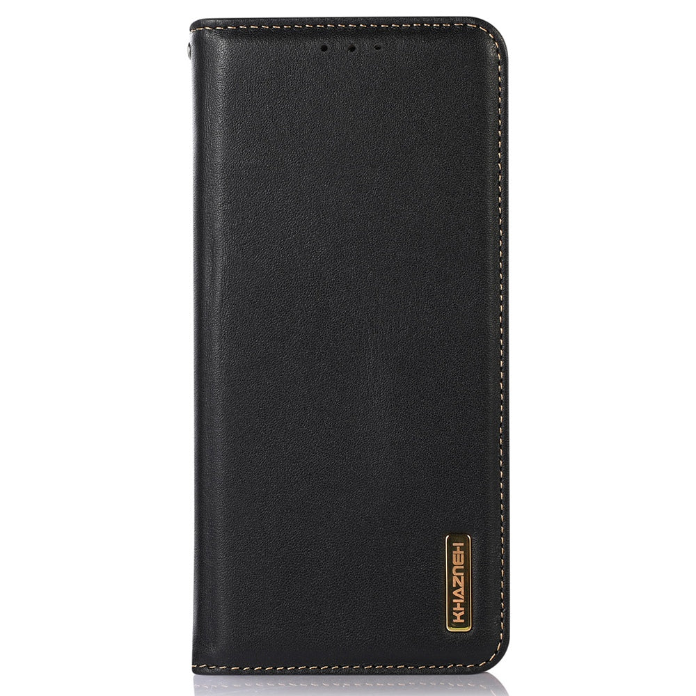 KHAZNEH for iPhone 13 Pro 6.1 inch Magnetic Suction Genuine Cowhide Leather Wallet Case Nappa Texture Flip Folio Stand View Phone Cover