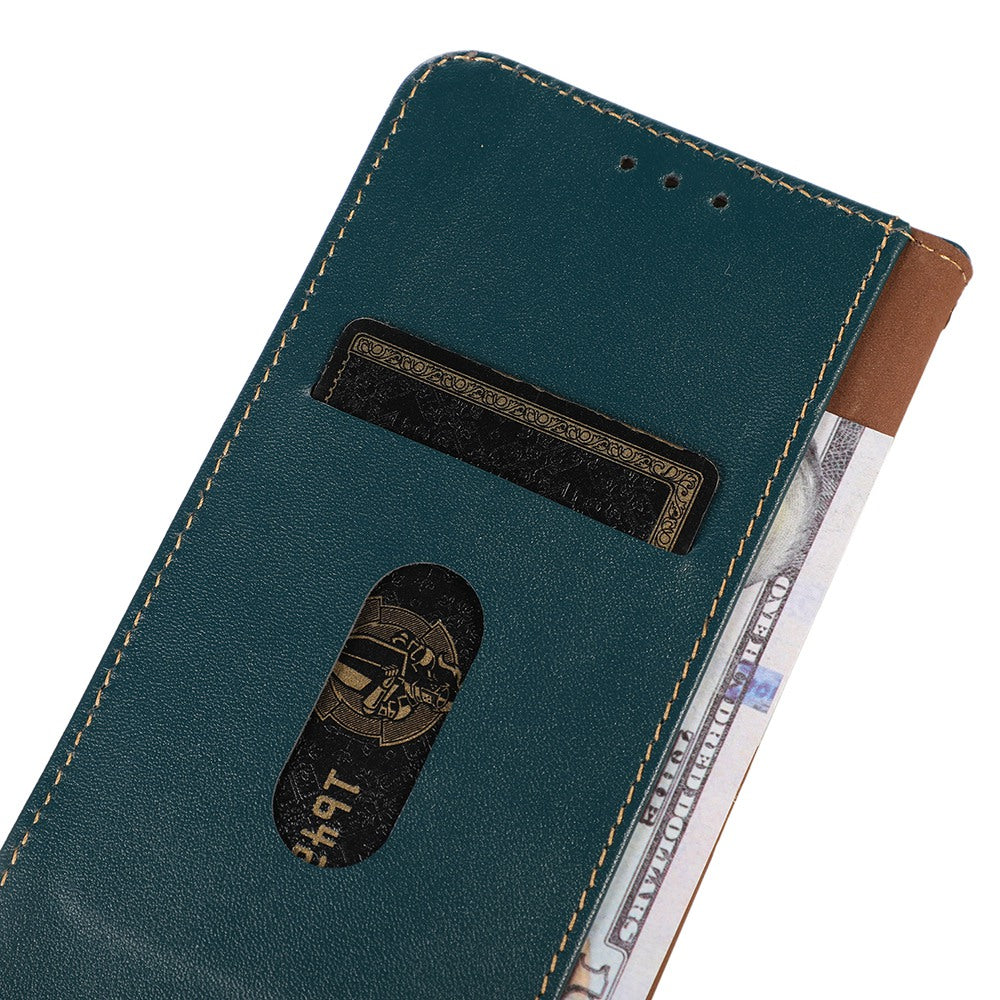 KHAZNEH for iPhone 13 Pro 6.1 inch Magnetic Suction Genuine Cowhide Leather Wallet Case Nappa Texture Flip Folio Stand View Phone Cover