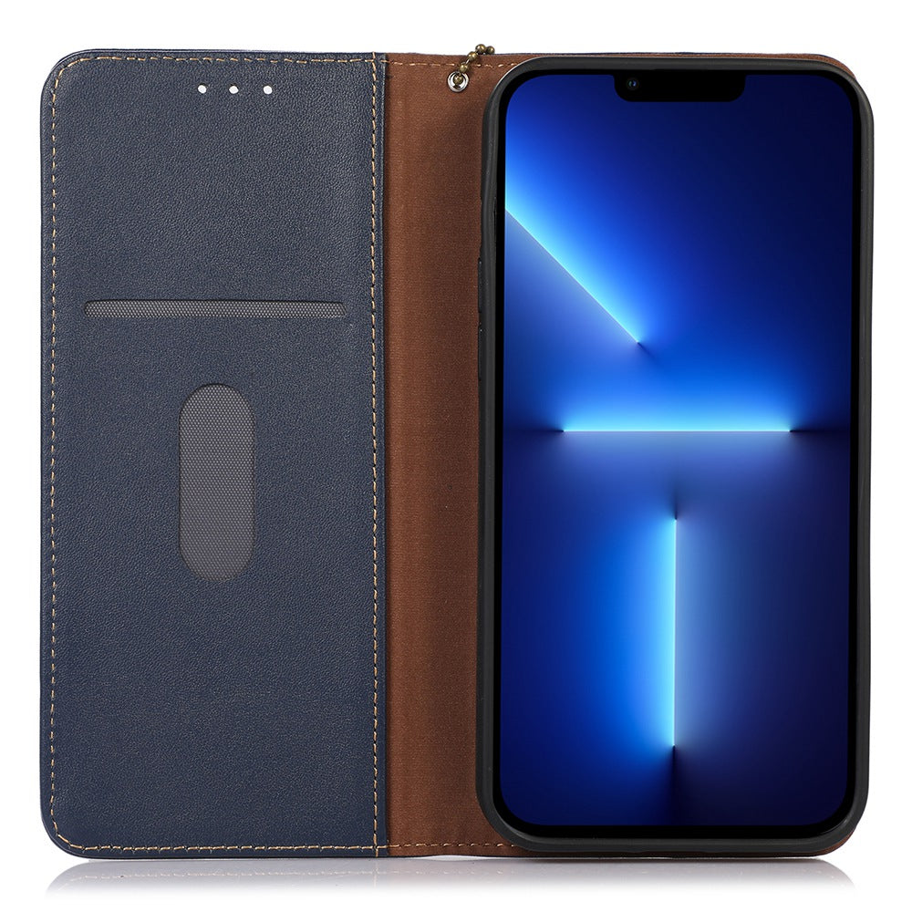 KHAZNEH for iPhone 13 Pro 6.1 inch Magnetic Suction Genuine Cowhide Leather Wallet Case Nappa Texture Flip Folio Stand View Phone Cover