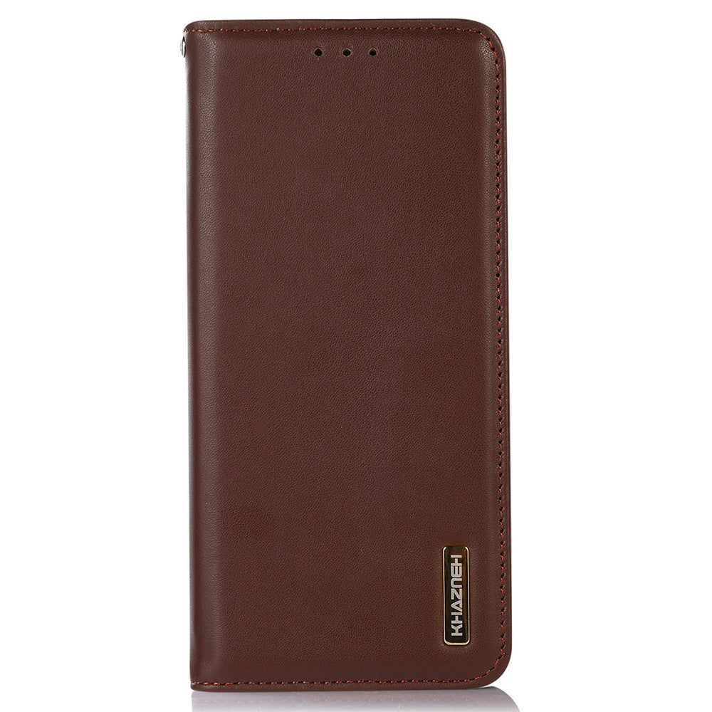 KHAZNEH for iPhone 13 Pro 6.1 inch Magnetic Suction Genuine Cowhide Leather Wallet Case Nappa Texture Flip Folio Stand View Phone Cover