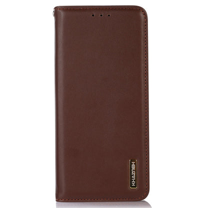 KHAZNEH for iPhone 13 Pro 6.1 inch Magnetic Suction Genuine Cowhide Leather Wallet Case Nappa Texture Flip Folio Stand View Phone Cover