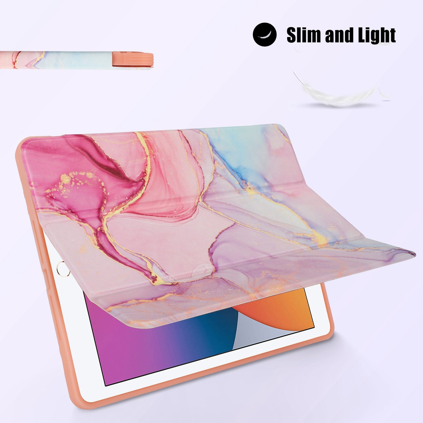 For iPad 10.2 (2019)/(2020) Marble Pattern Tri-fold Stand PU Leather Tablet Case with Auto Wake/Sleep and Pen Slot
