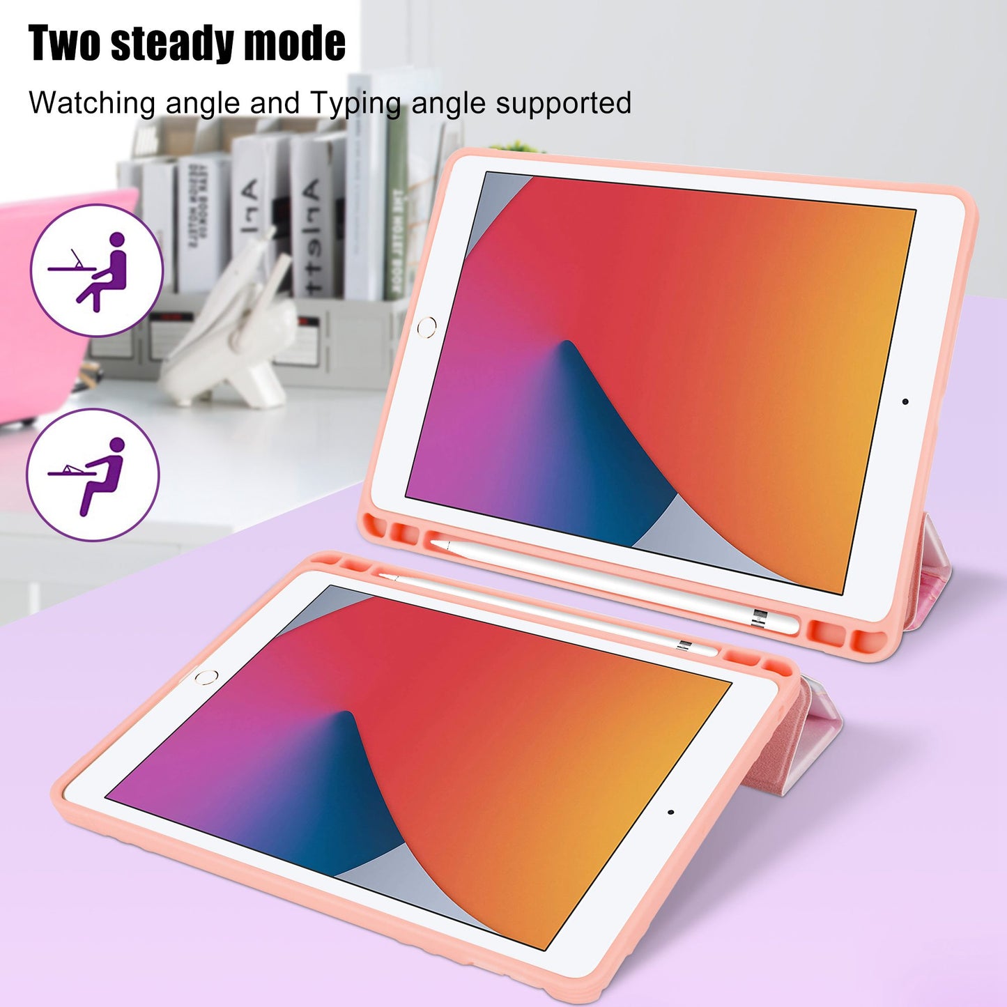 For iPad 10.2 (2019)/(2020) Marble Pattern Tri-fold Stand PU Leather Tablet Case with Auto Wake/Sleep and Pen Slot