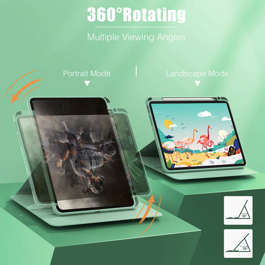 For iPad Air (2020) / iPad Pro 11 inch (2020) / (2018) / (2021) 360 Degree Rotary Stand PU Leather Tablet Case Auto Wake / Sleep Cover with Pen Slot