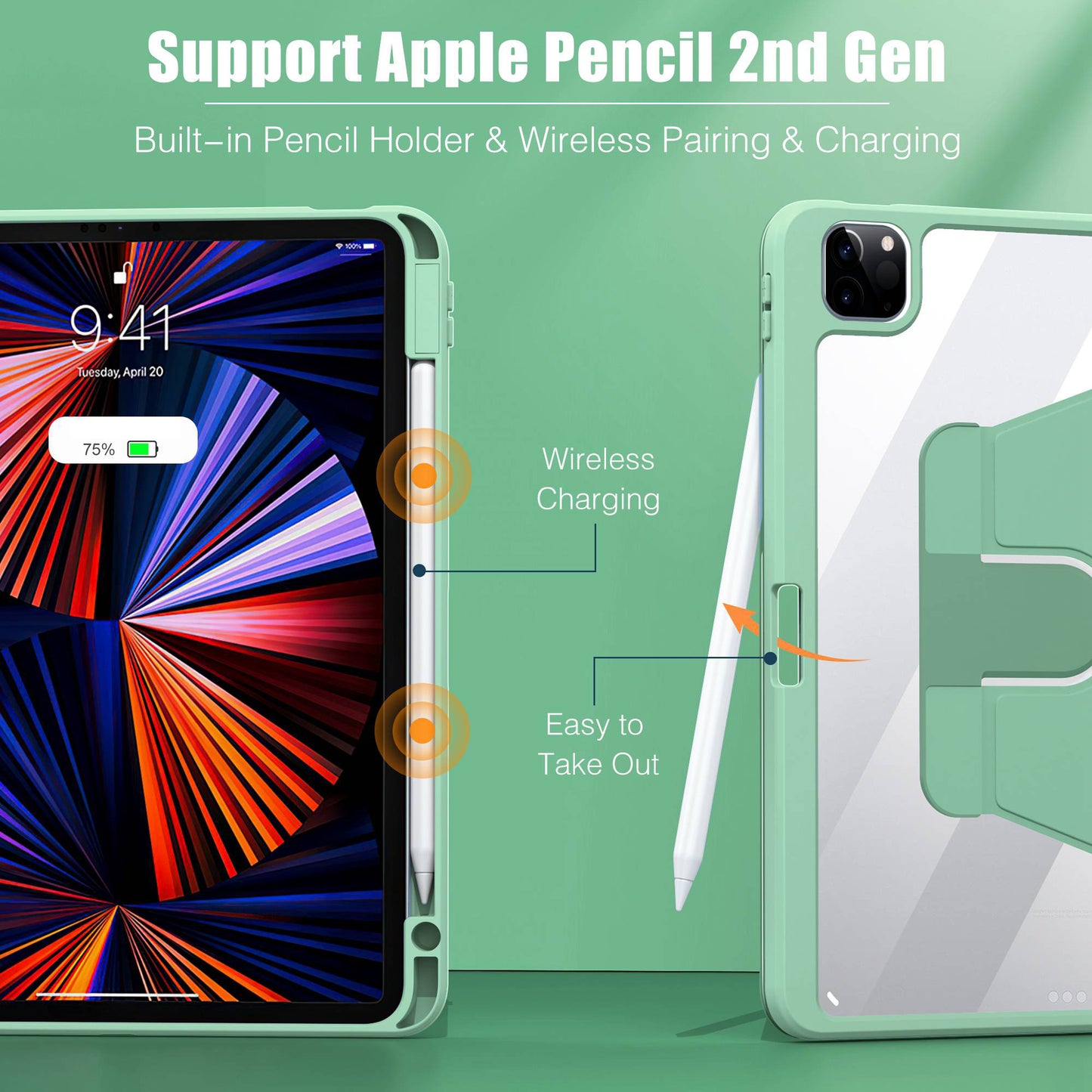 For iPad Air (2020) / iPad Pro 11 inch (2020) / (2018) / (2021) 360 Degree Rotary Stand PU Leather Tablet Case Auto Wake / Sleep Cover with Pen Slot